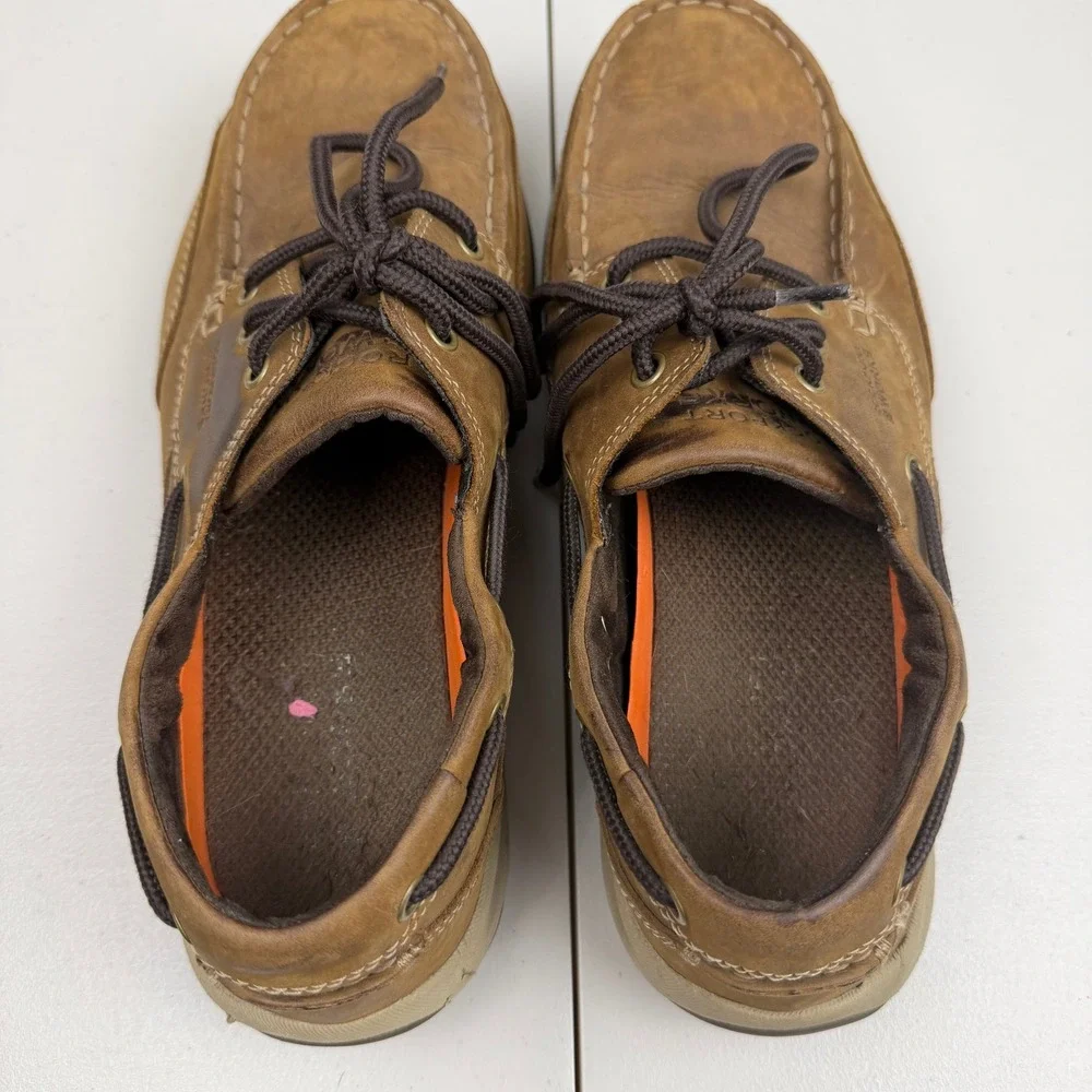 Rockport Works RK6736‎ Men's 10.5 M Brown Leather EH Steel Toe Boat Shoes